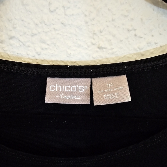 Chico's Traveler 1P Acetate Slinky Stretchy Black Asymmetrical Dress - Picture 3 of 8